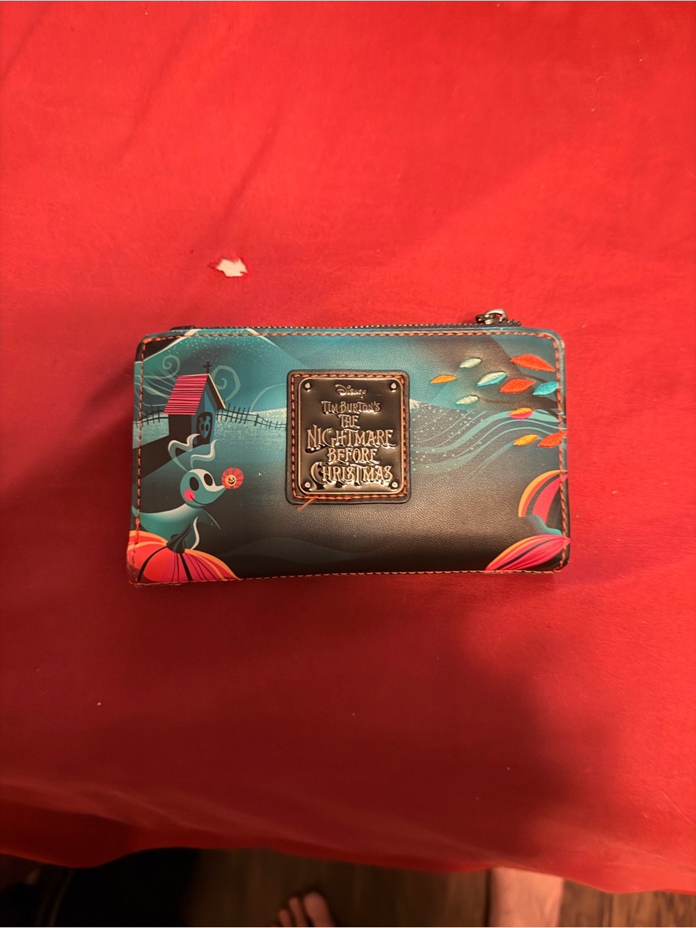Disney The Nightmare Before Christmas Teal and Coral Zip Wallet